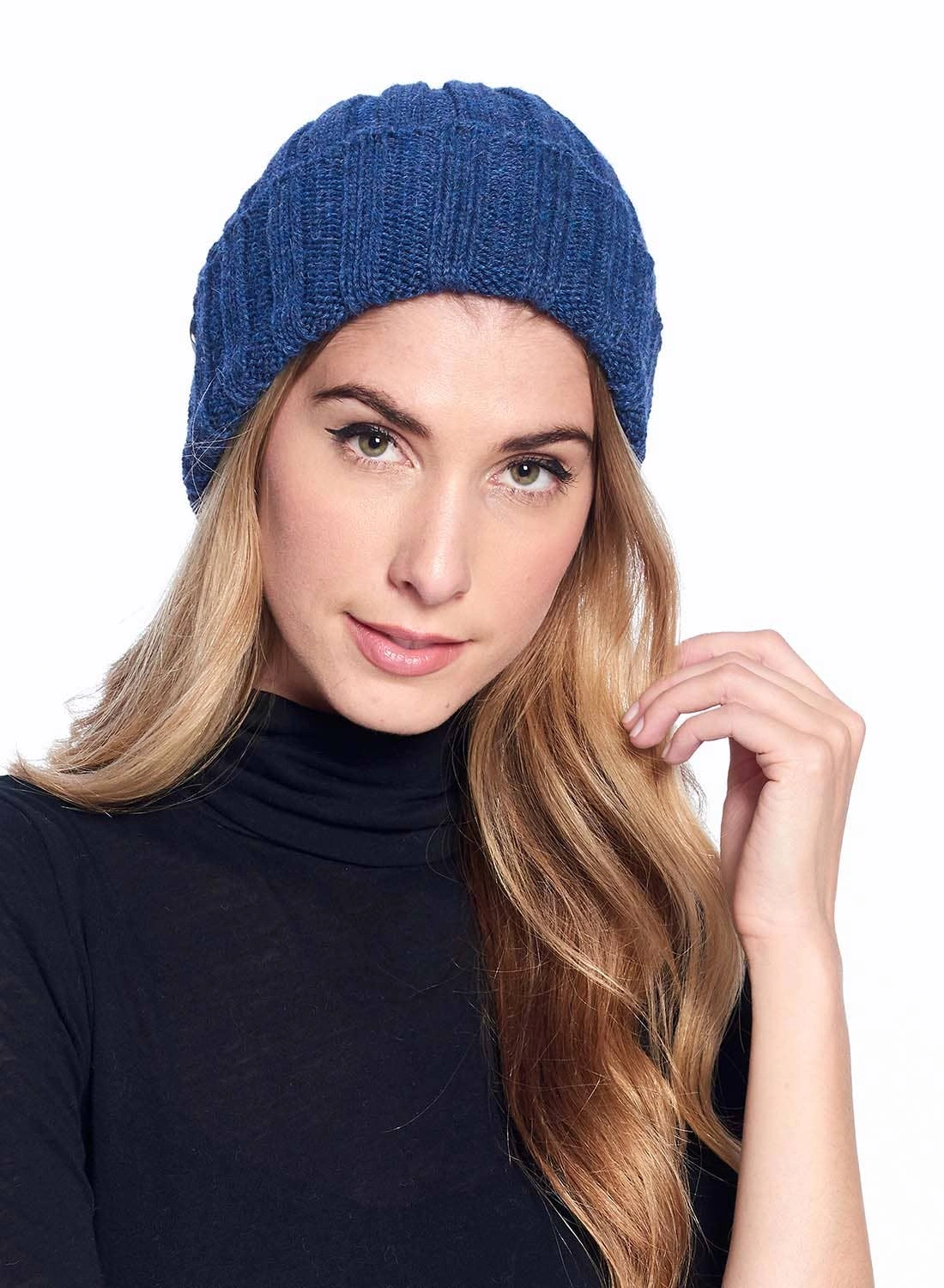Cozy Alpaca Accordion Beanie in Azure Blue